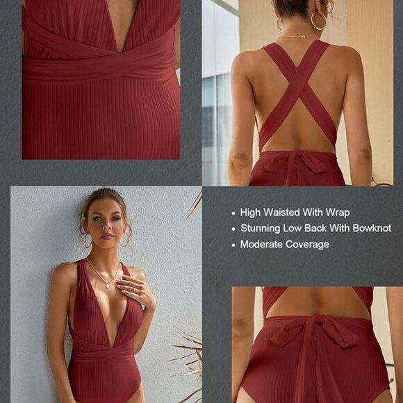 MOLYBELL Women's Plunge One Piece Tummy Control XL NWT - Picture 3 of 10